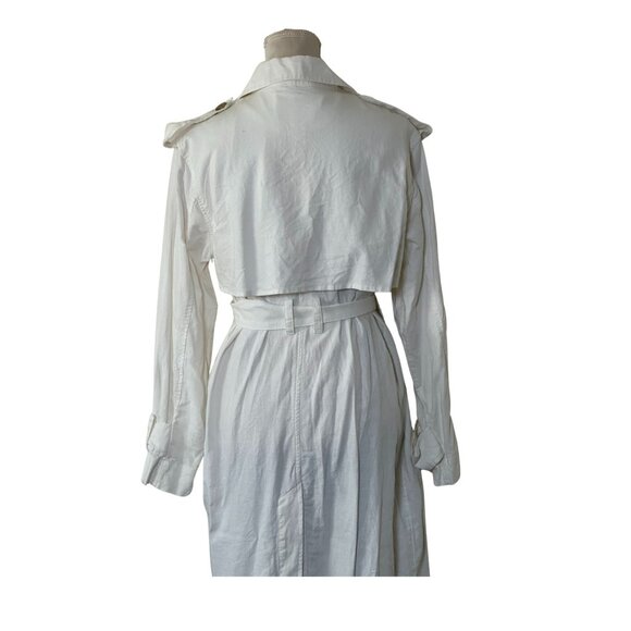 A New Day Women's Linen Long Sleeve Belted Trench Coat White Size M Fall Fashion - Picture 4 of 9